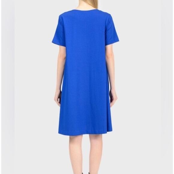 COS Cotton Jersey A-line Swing Dress Royal Blue Pockets Size XS Summer Beach - Picture 3 of 10